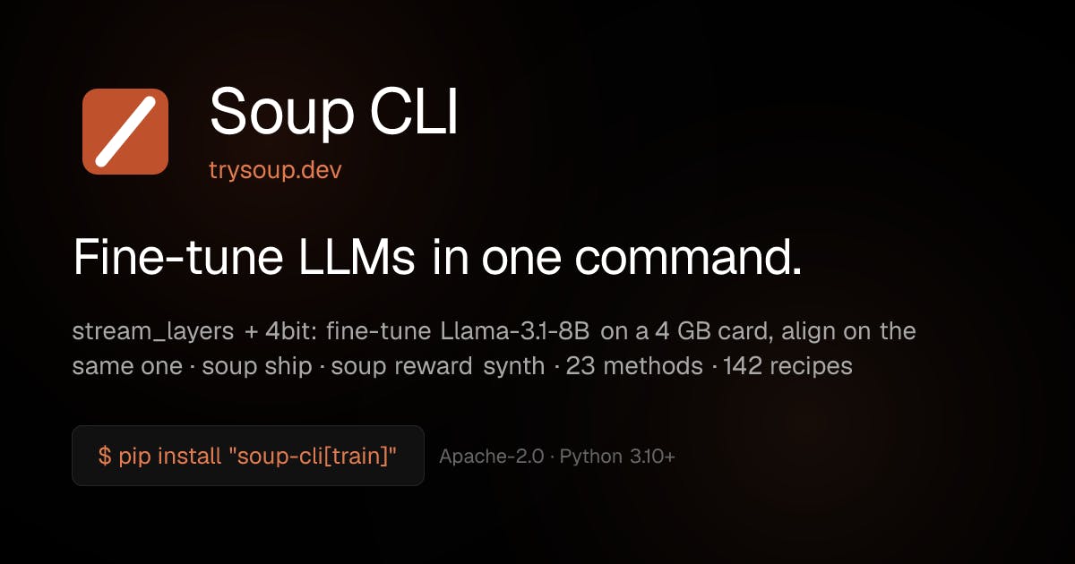 Soup CLI:4GB显卡微调80亿参数大模型的开源工具详解