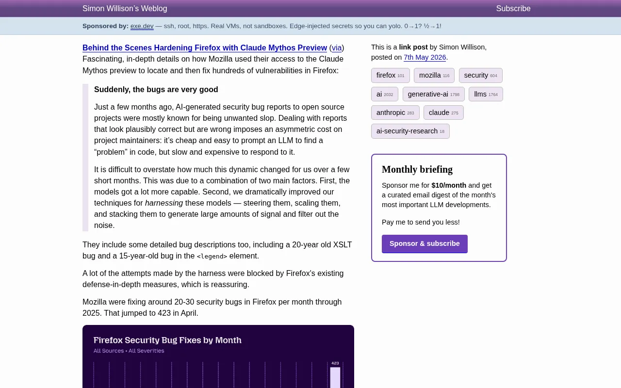 Mozilla Uses Claude Mythos to Fix 423 Firefox Security Vulnerabilities in One Month