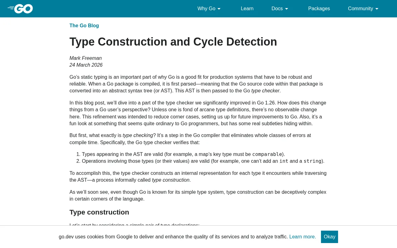 Go 1.26 Type Construction Simplification and Enhanced Recursive Type Cycle Detection Explained
