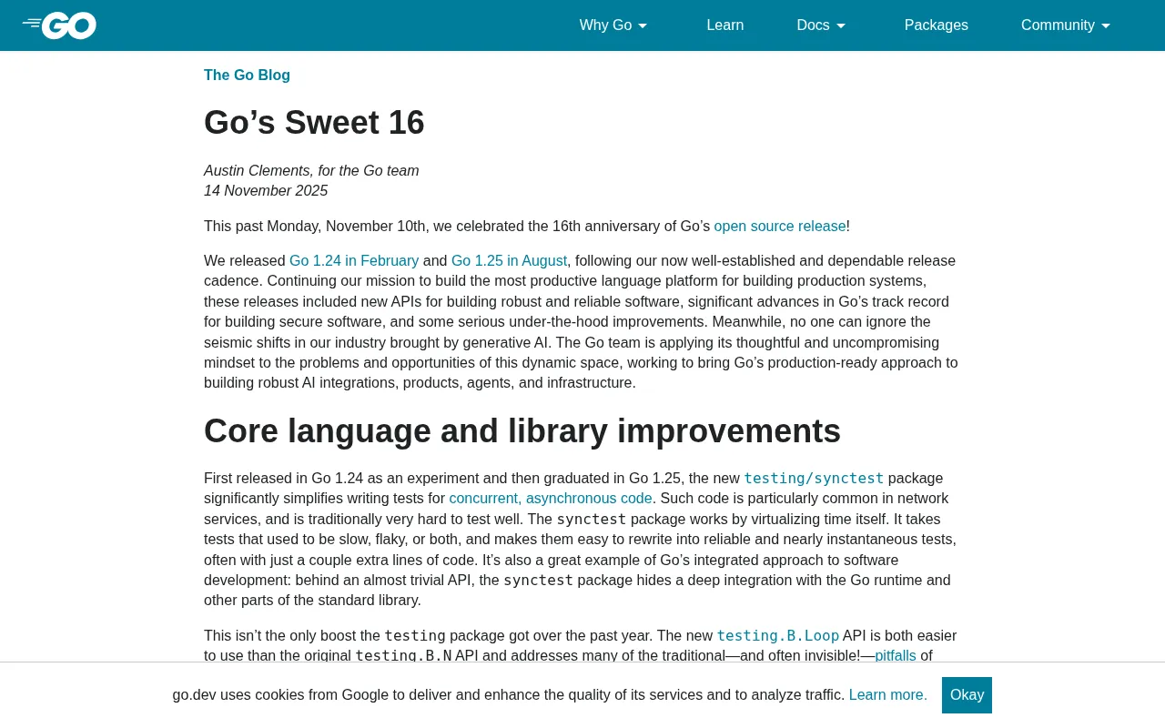 Go Turns 16: The Journey from Experimental Project to Cloud-Native Cornerstone