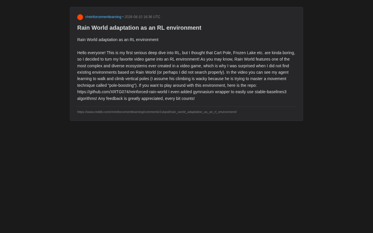 把《雨世界》改造成强化学习环境:Gymnasium+SB3实践