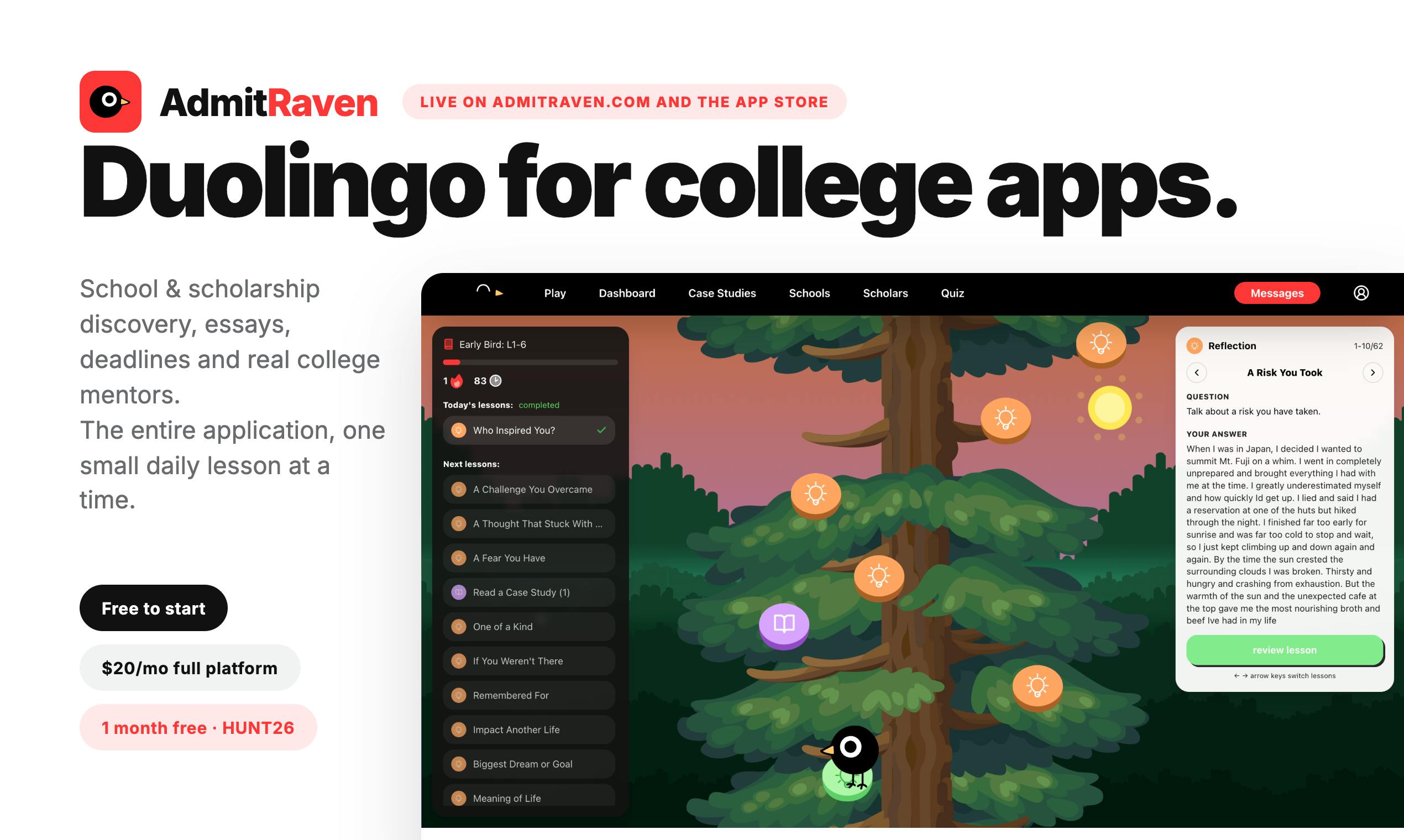 AdmitRaven:大学申请界的Duolingo,每日微课替代万元顾问