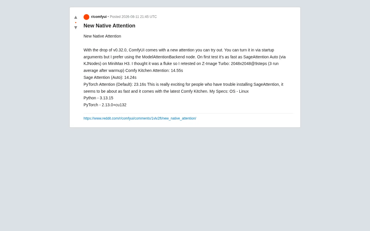 ComfyUI Native Attention Backend