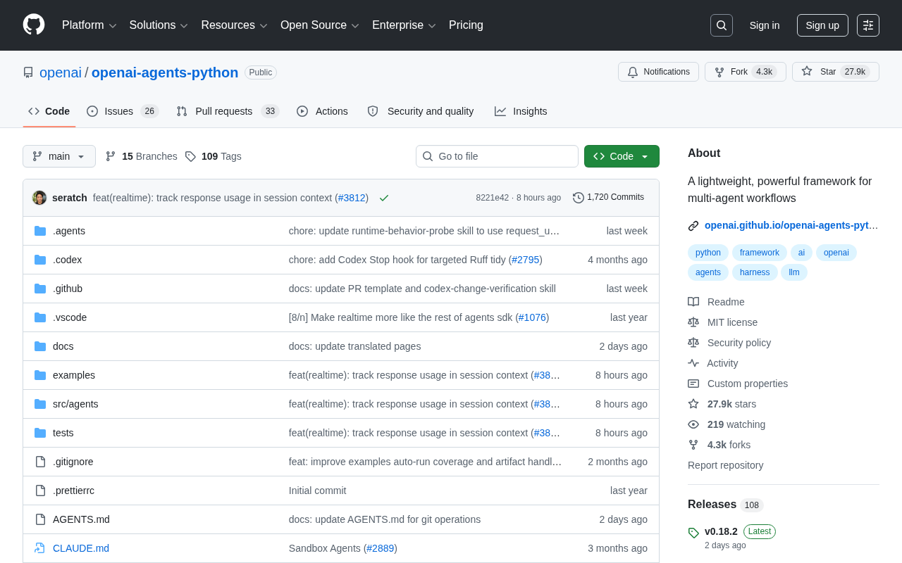 openai-agents-python 项目主页