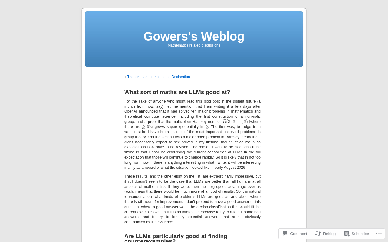 菲尔兹奖得主Tim Gowers谈LLM数学能力的边界与本质