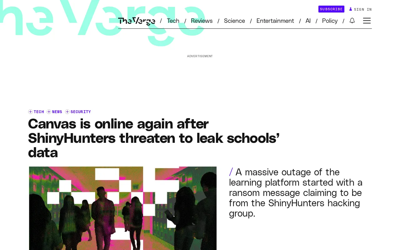 Canvas Platform Hit by ShinyHunters Hack, Goes Down as Millions of Student Records Exposed