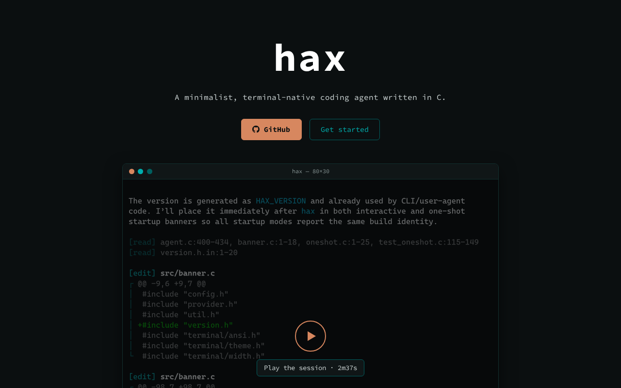 Hax:C语言编写的极简终端AI编程助手