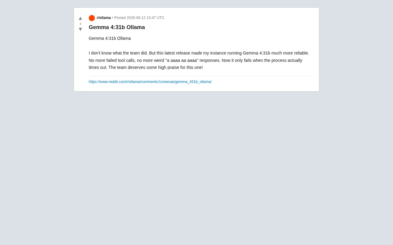 Gemma 4:31b Hands-On: Major Stability Improvements in Ollama Local Deployment