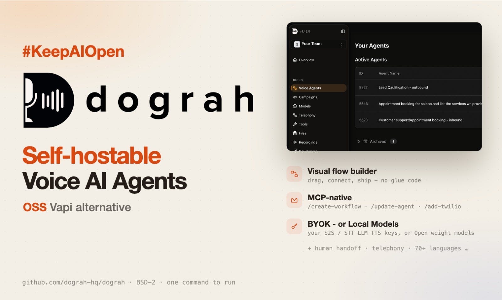 Dograh:开源语音AI智能体平台,VAPI的免费替代方案