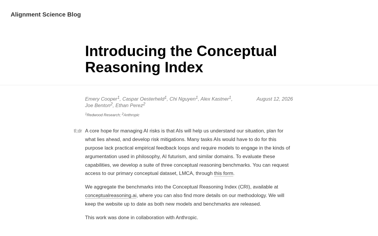 Anthropic's Conceptual Reasoning Index (CRI): A New Standard for Evaluating AI Reasoning Capabilities