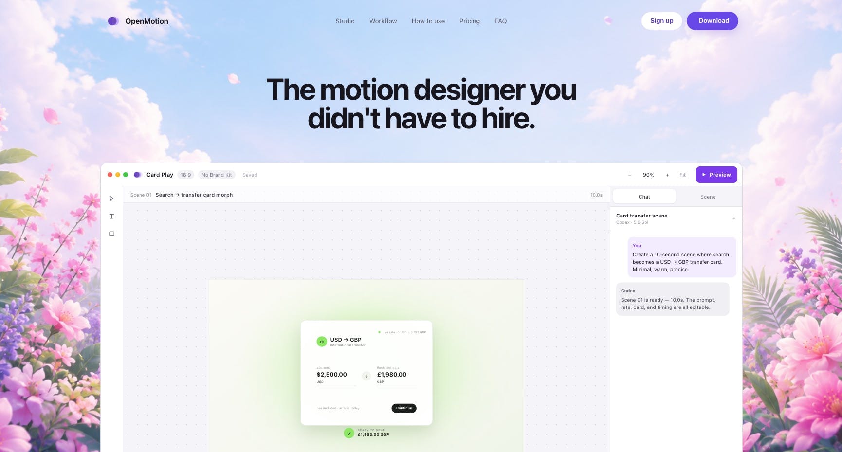 OpenMotion:截图加提示词,AI自动生成动效视频