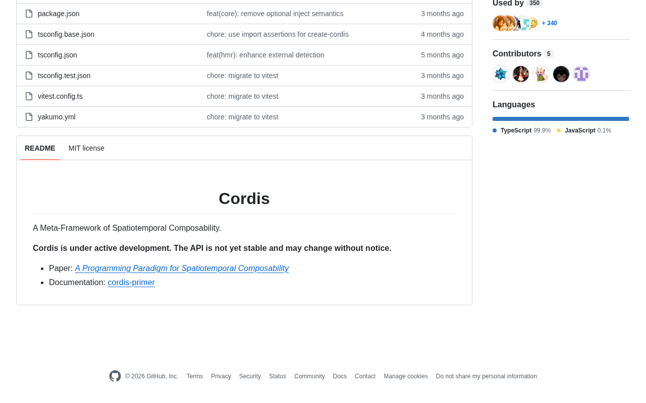 github source: cordiverse/cordis: Meta-Framework of Spatiotemporal Composability
