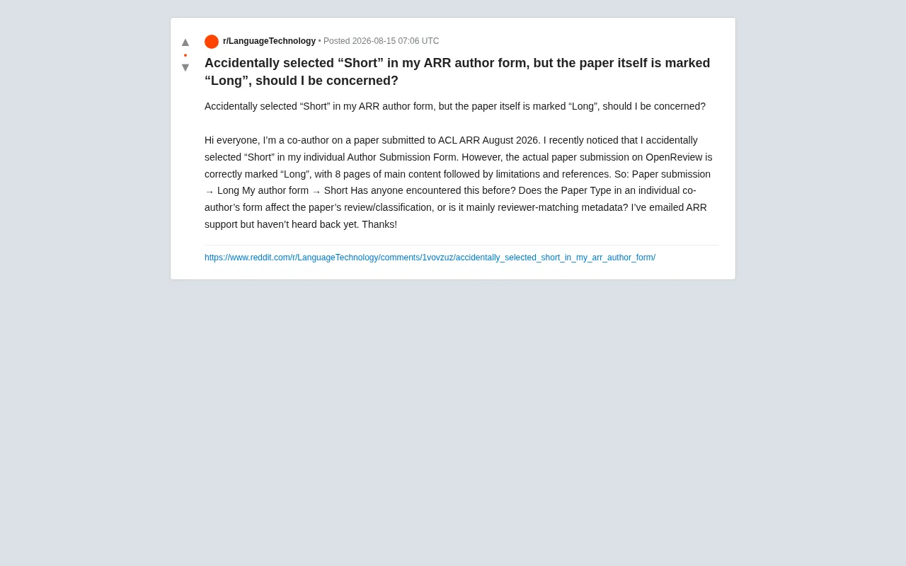 What If You Selected the Wrong Paper Type on the ARR Author Form? Impact and Solutions
