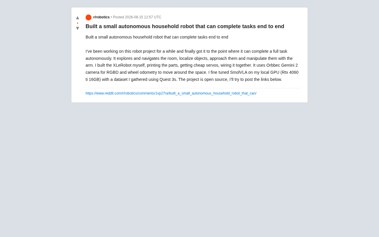 XLeRobot:开源DIY家用机器人实现端到端自主任务