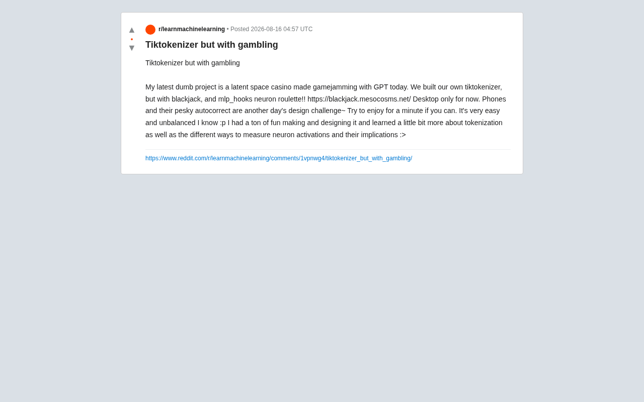 Tiktokenizer but with gambling