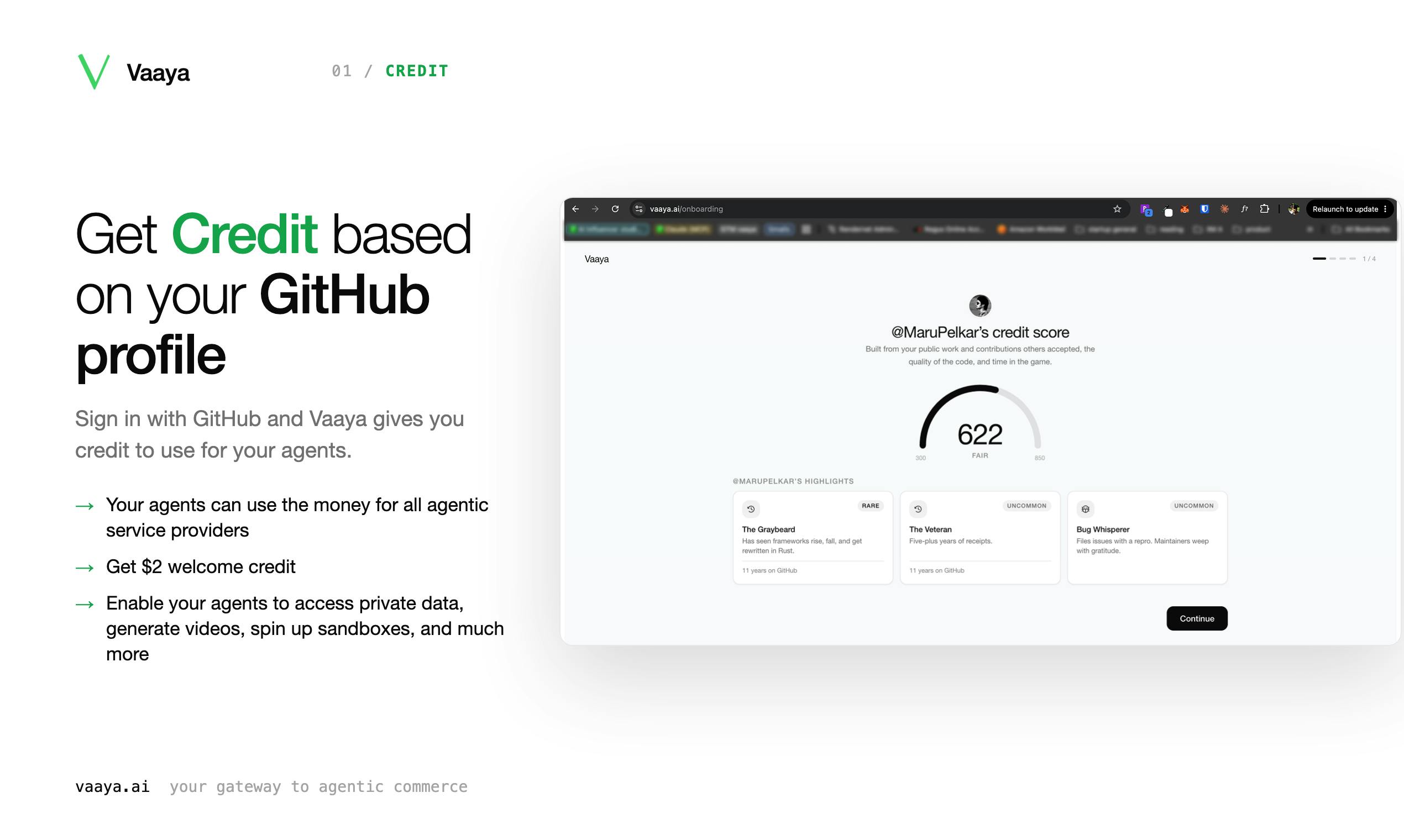Vaaya:把GitHub档案变成AI智能体的信用卡