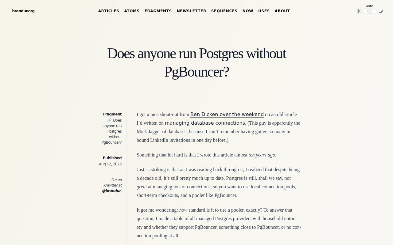 PostgreSQL 需要 PgBouncer 吗?连接池使用场景与取舍指南