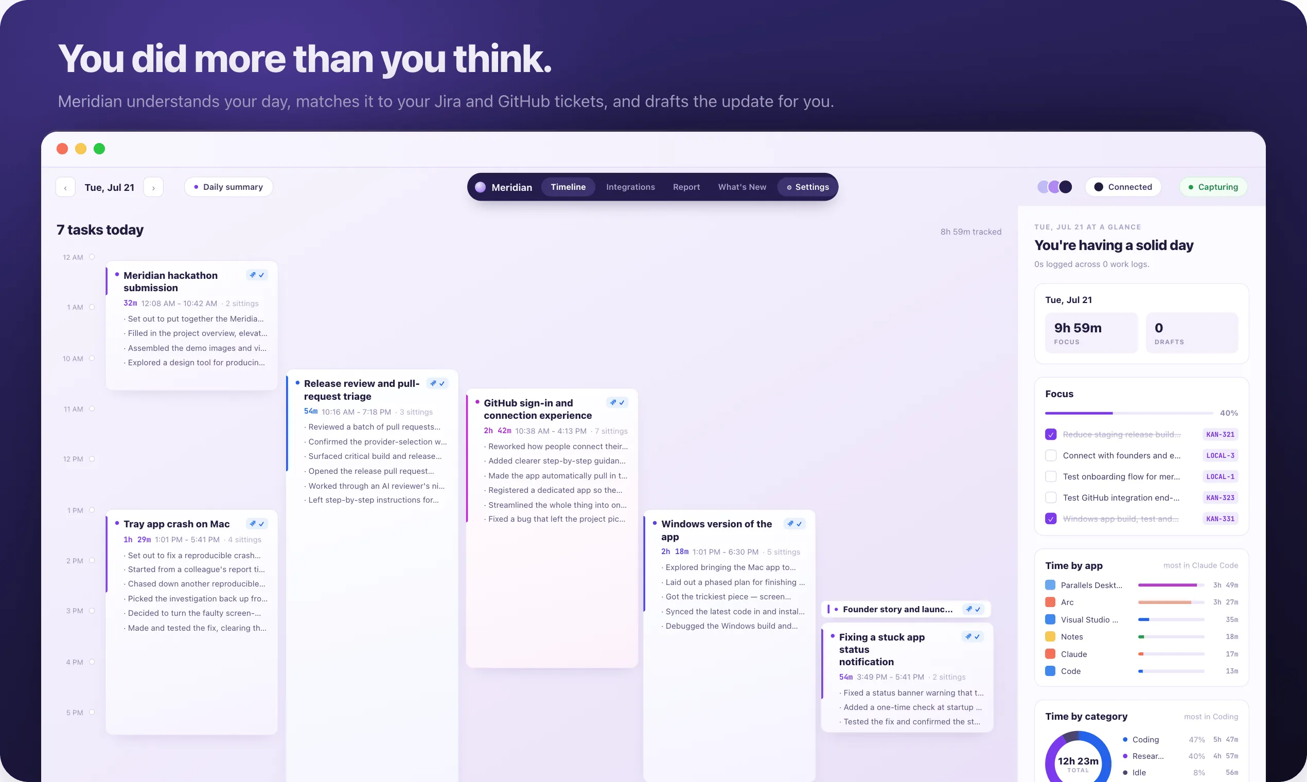 Meridian: A Local AI Work Journal That Makes Your Efforts Visible