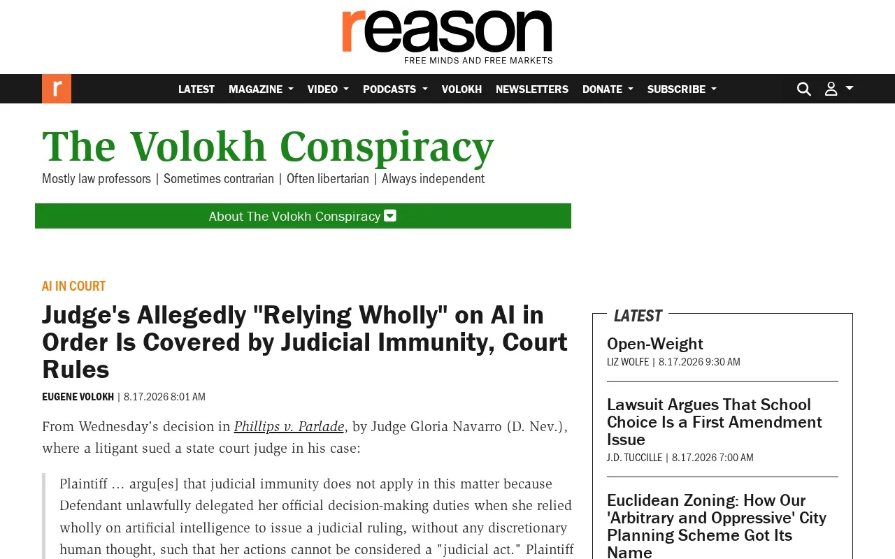 A Judge Who Relied Entirely on AI Still Gets Judicial Immunity? The Accountability Vacuum Rattling the Legal World