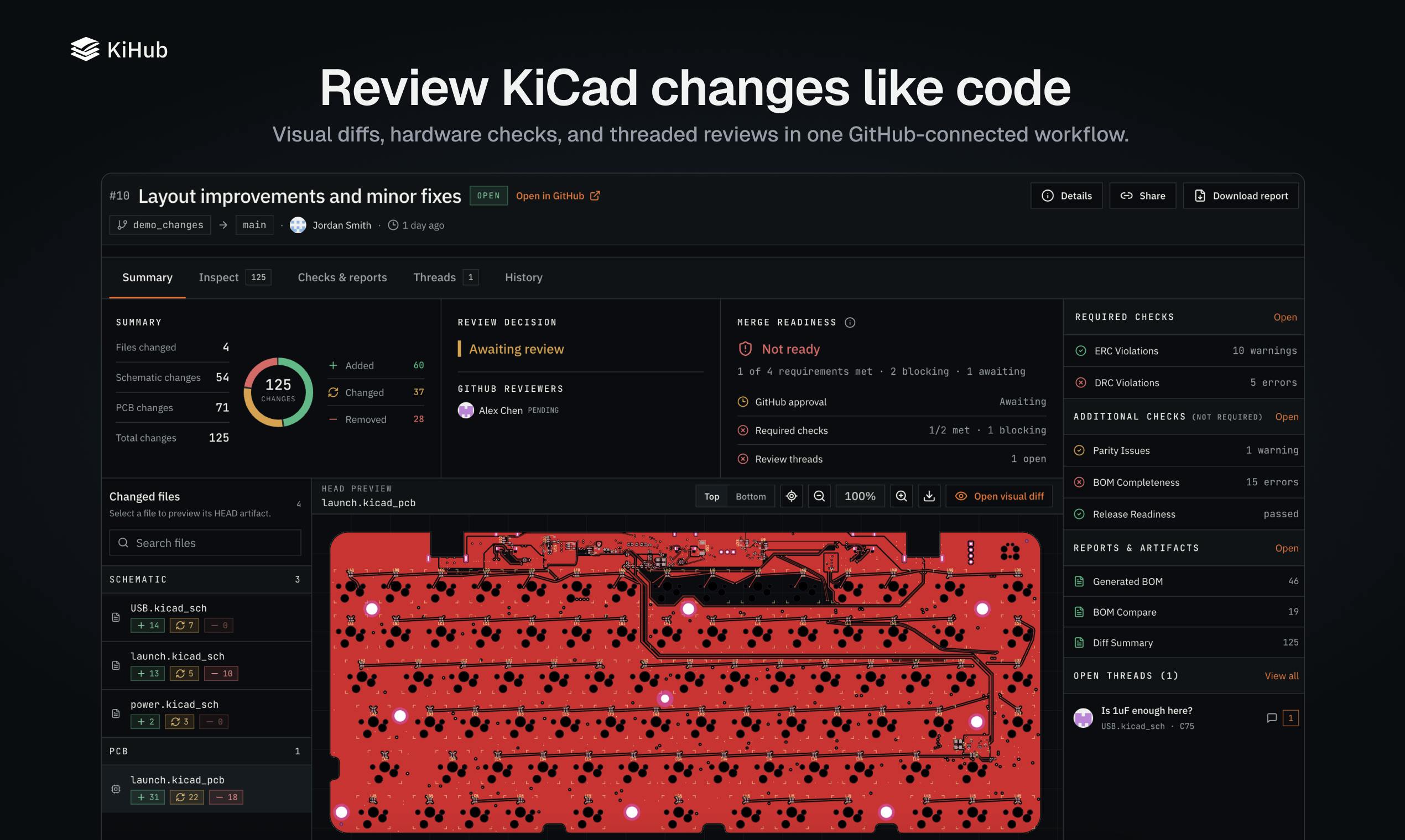 KiHub: Hardware Code Review and Collaboration Platform Built for KiCad