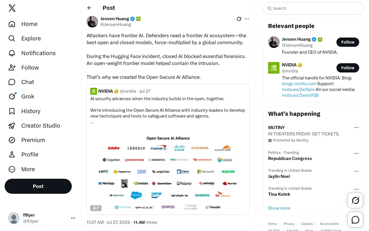 Open Secure AI Alliance: Why Defenders Need a Frontier AI Ecosystem to Counter Emerging Threats