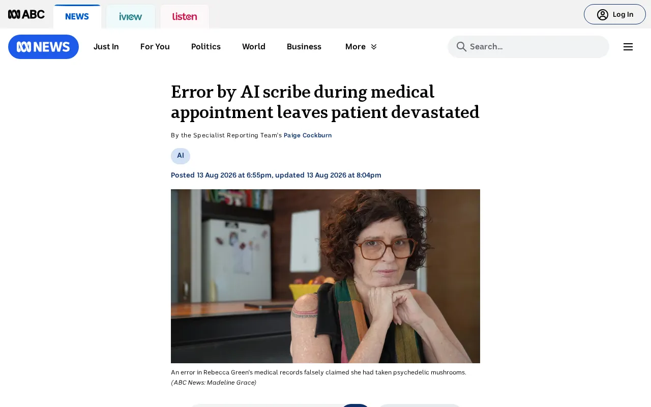hackernews source: Error by AI scribe during medical appointment leaves patient devastated