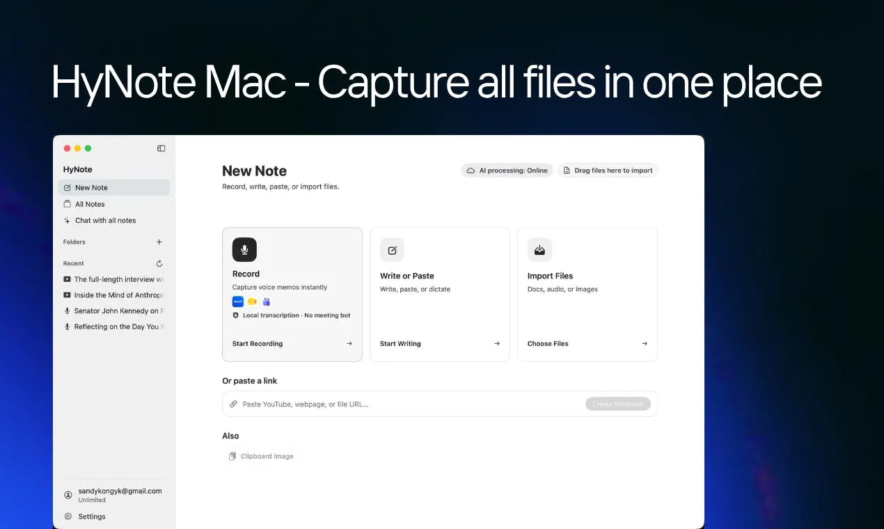 HyNote for Mac: A Free Local Meeting Transcription Tool Where Data Never Leaves Your Device