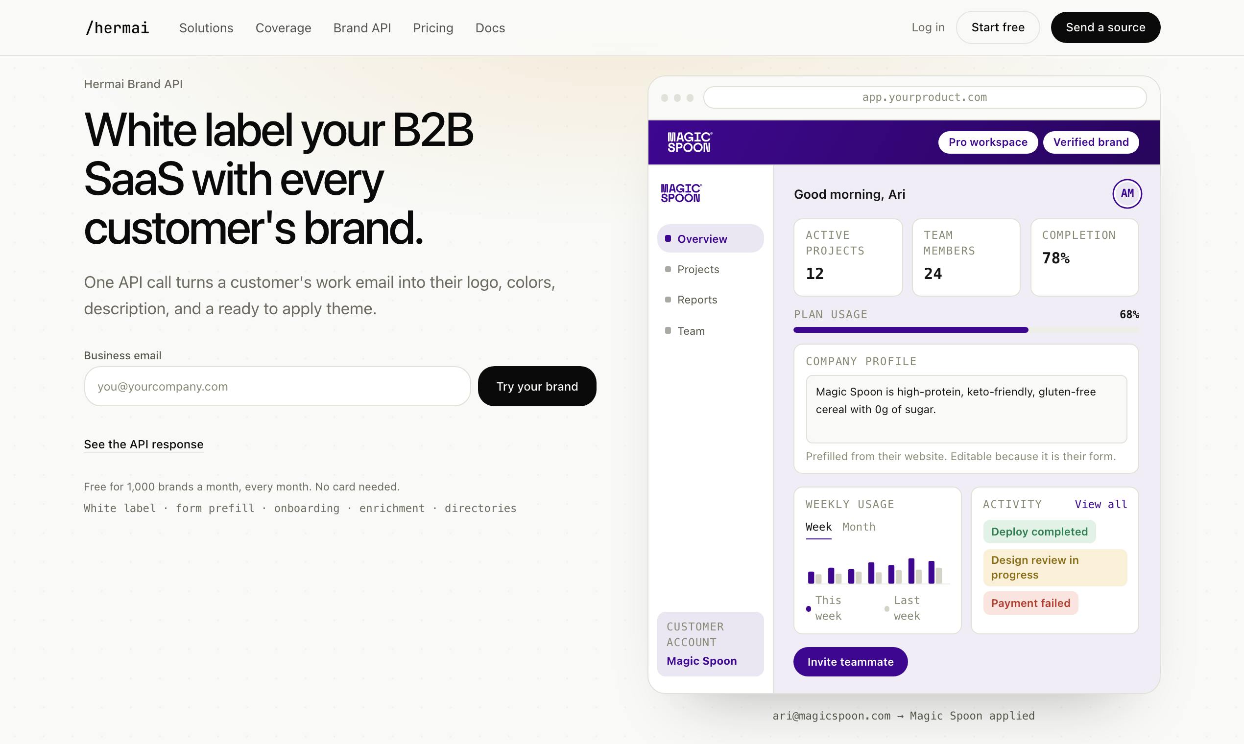 Hermai Brand API:一个接口让B2B SaaS自动匹配客户品牌