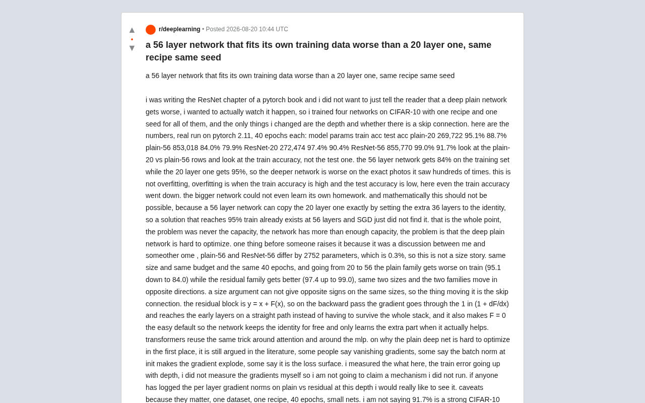 ResNet残差连接为何有效?深层网络退化问题实验复现
