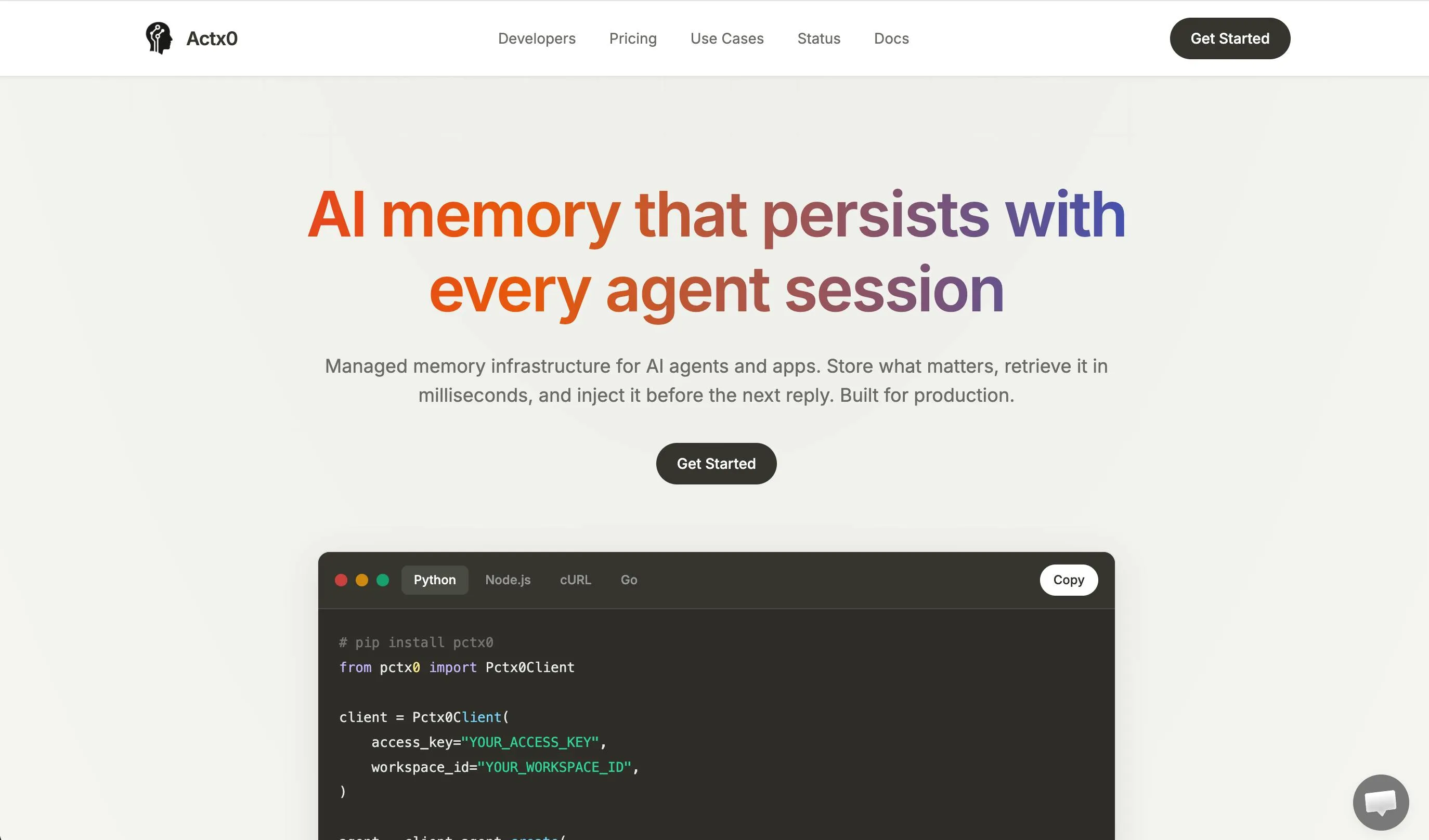 Actx0: The Developer Infrastructure Filling the Memory Gap for AI Agents