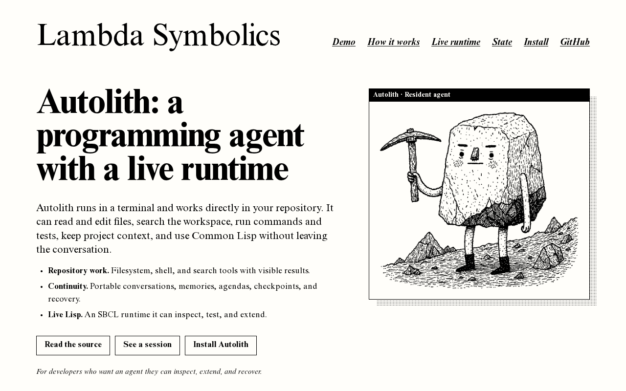 Autolith: A programming agent with a live runtime