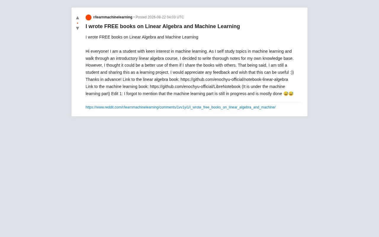 Free Open-Source Linear Algebra & Machine Learning Textbooks: Self-Study Notes from a Student's Perspective
