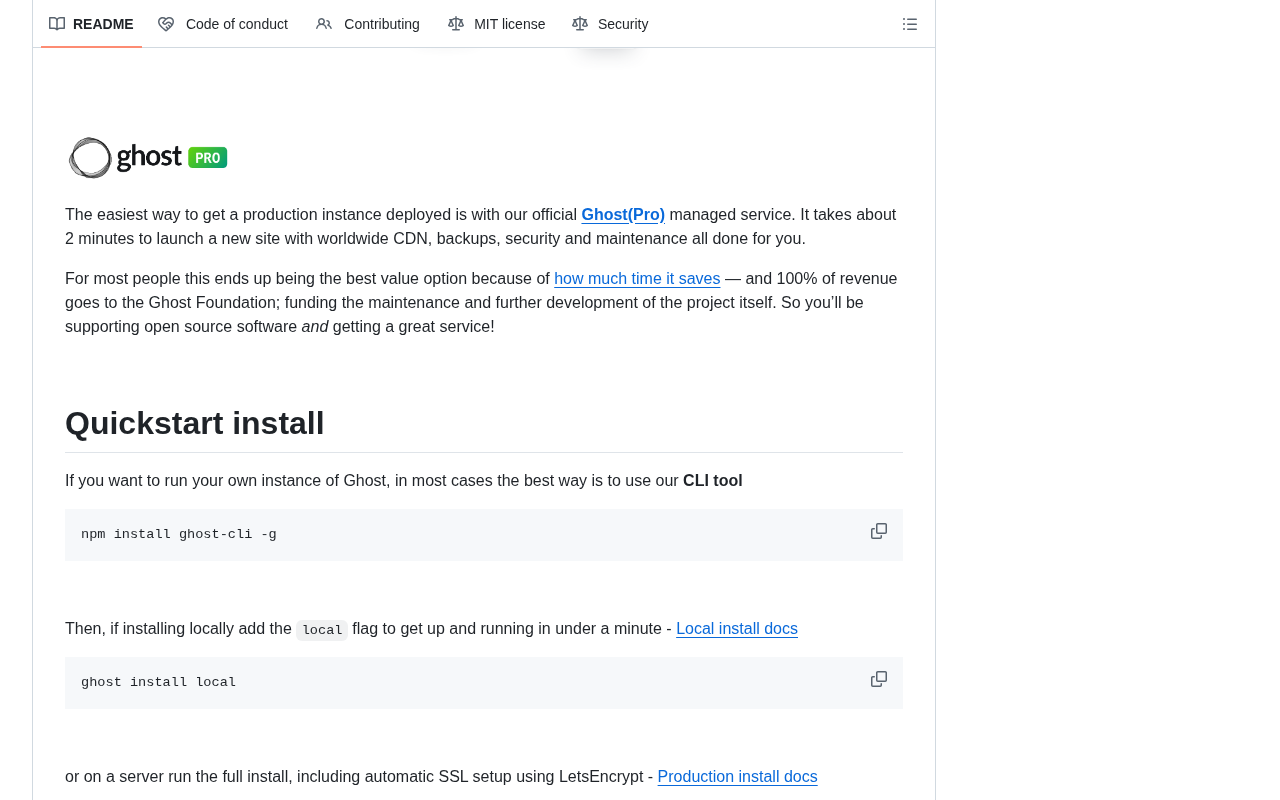 github source: TryGhost/Ghost: Independent technology for modern publishing, memberships, subscriptions and newslet