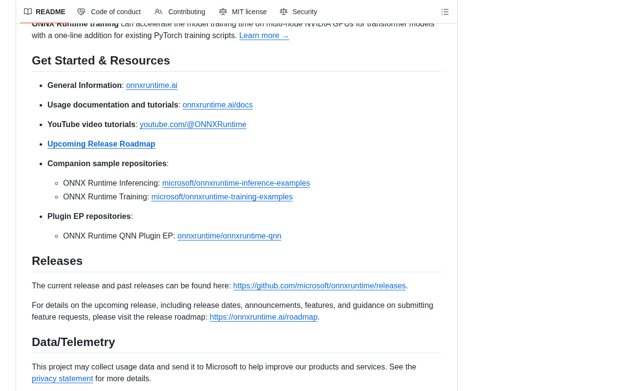 ONNX Runtime 项目详情