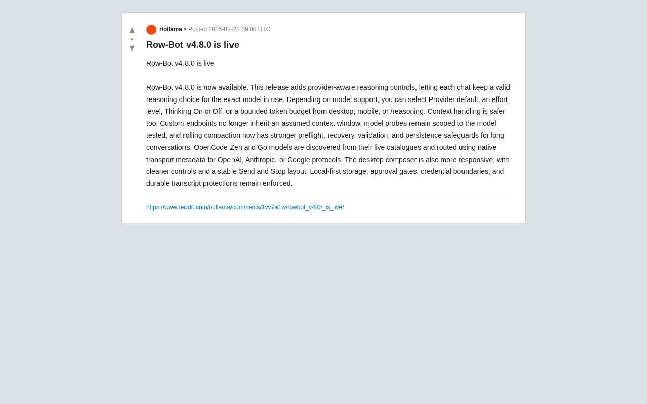 Row-Bot v4.8.0 Released: Model-Aware Reasoning Controls as the Core Highlight