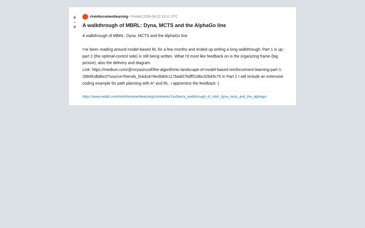 Model-Based Reinforcement Learning Explained: From Dyna to MCTS to AlphaGo