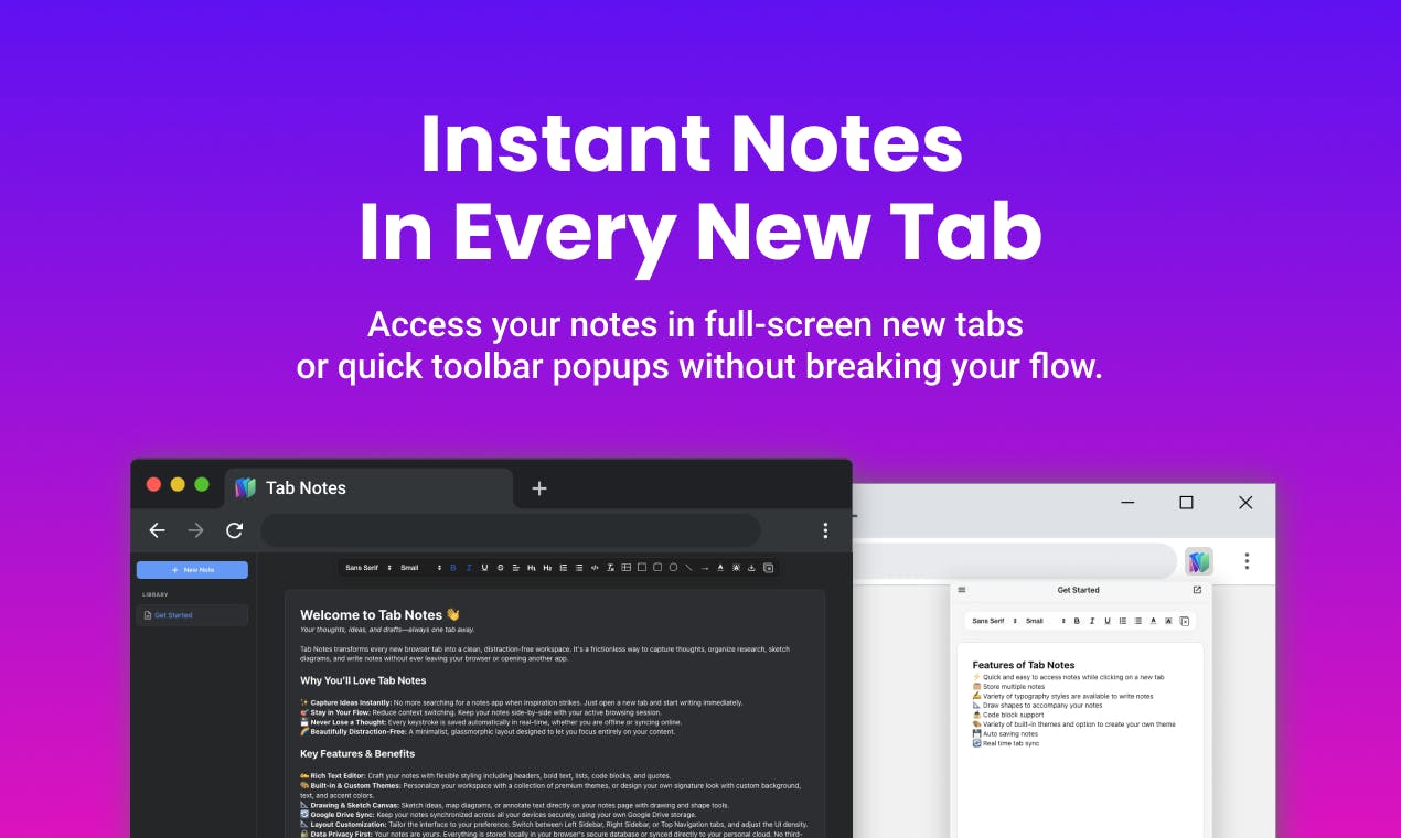Tab Notes:浏览器新标签页变身极简记事本的效率神器