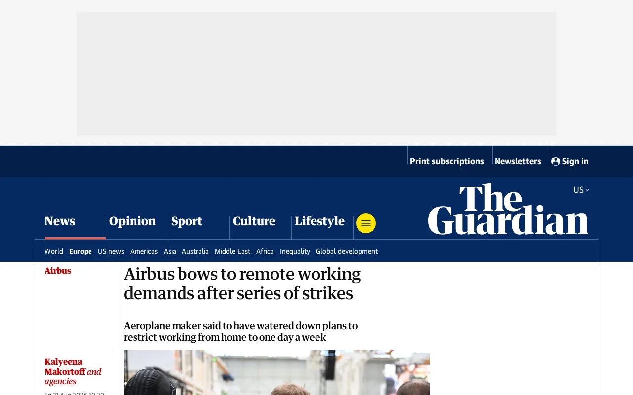 hackernews source: Airbus bows to remote working demands after series of strikes