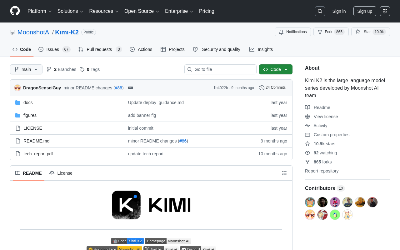 Kimi K2 GitHub 项目页面