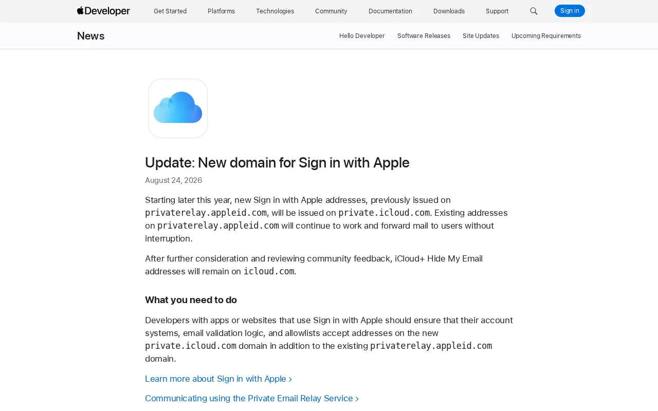 Apple confirms Hide My Email domain retention