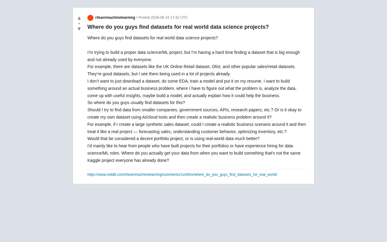 Where to Find Datasets for Data Science Projects? A Practical Guide to Moving Beyond Kaggle