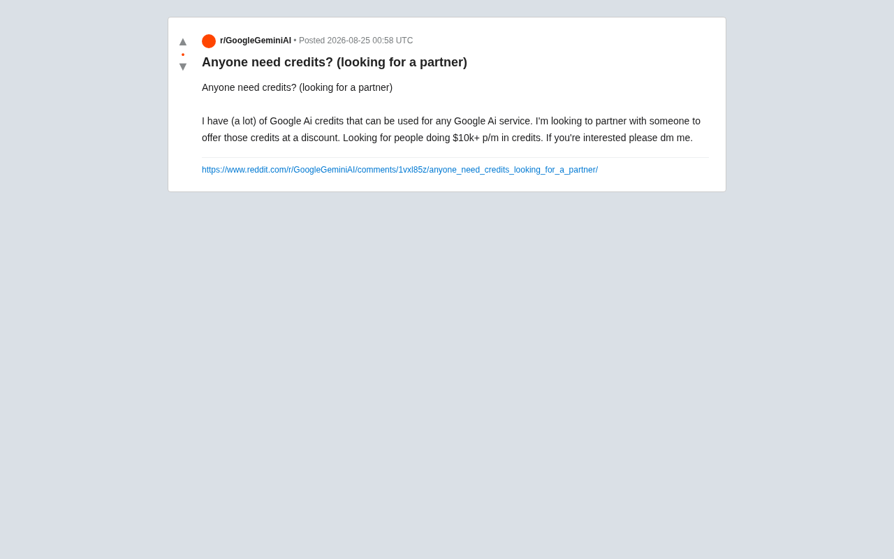 reddit source: Anyone need credits?