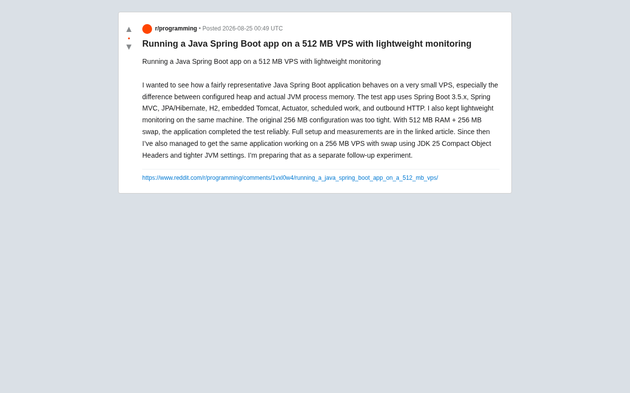 Practical Tuning Guide: Running Spring Boot on a 512MB Low-Memory VPS