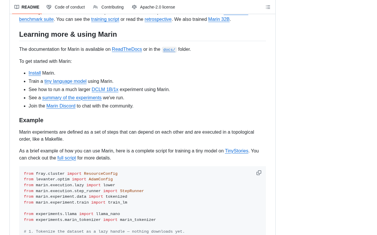 github source: marin-community/marin: Open-source framework for the research and development of foundation models.