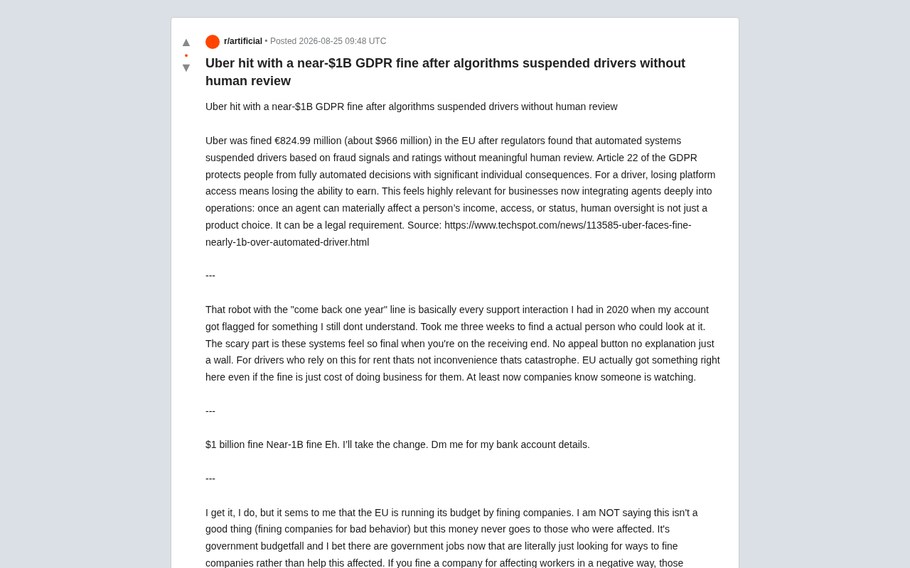 Uber's €820 Million GDPR Fine: Where Is the Legal Red Line for AI Automated Decision-Making?