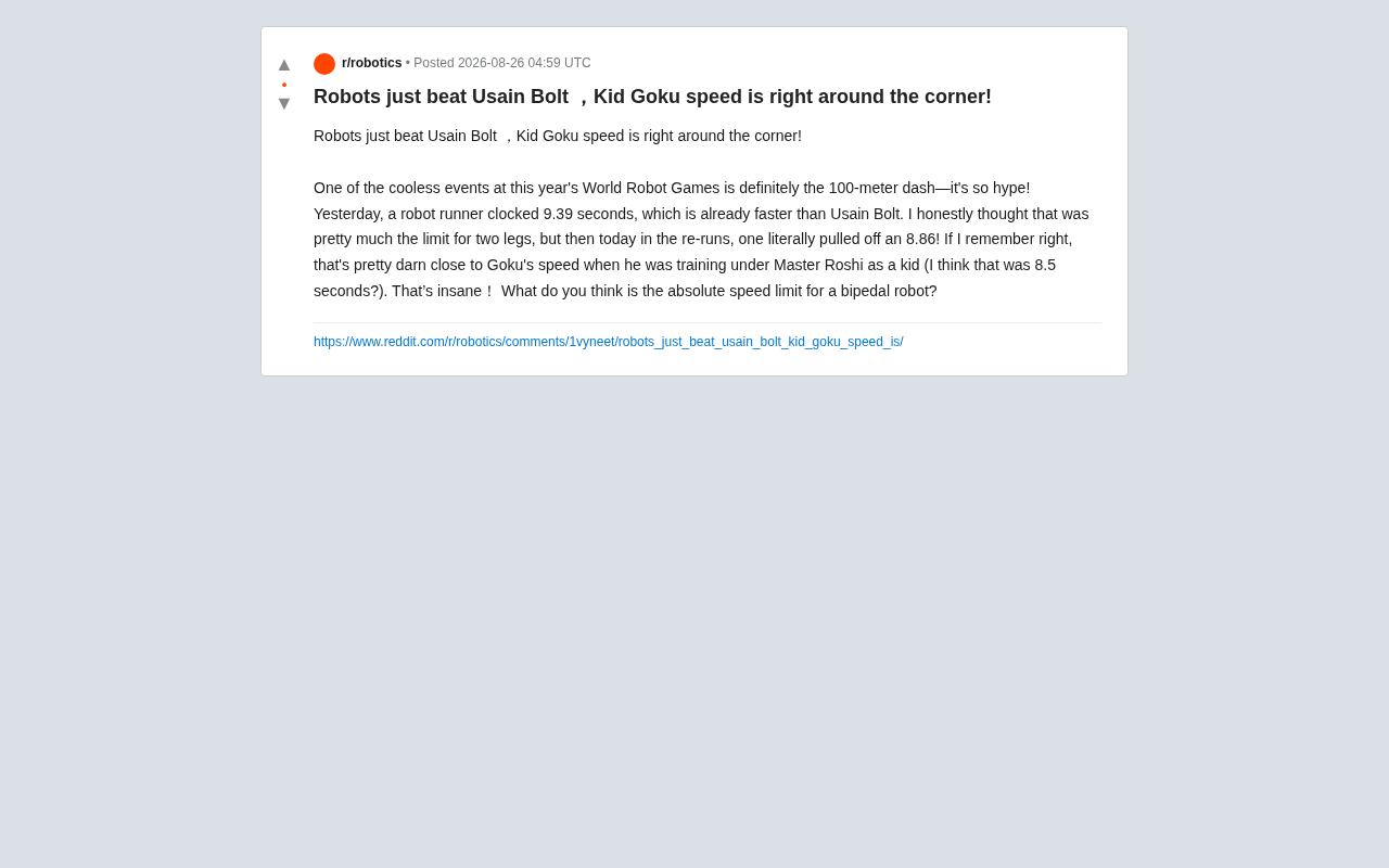reddit source: Robots just beat Usain Bolt