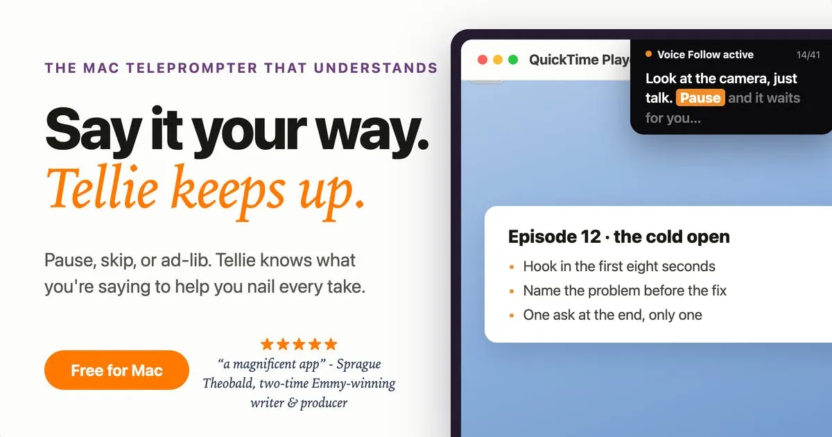 Tellie Prompter 1.5 Review: An AI Teleprompter That Follows Your Rhythm