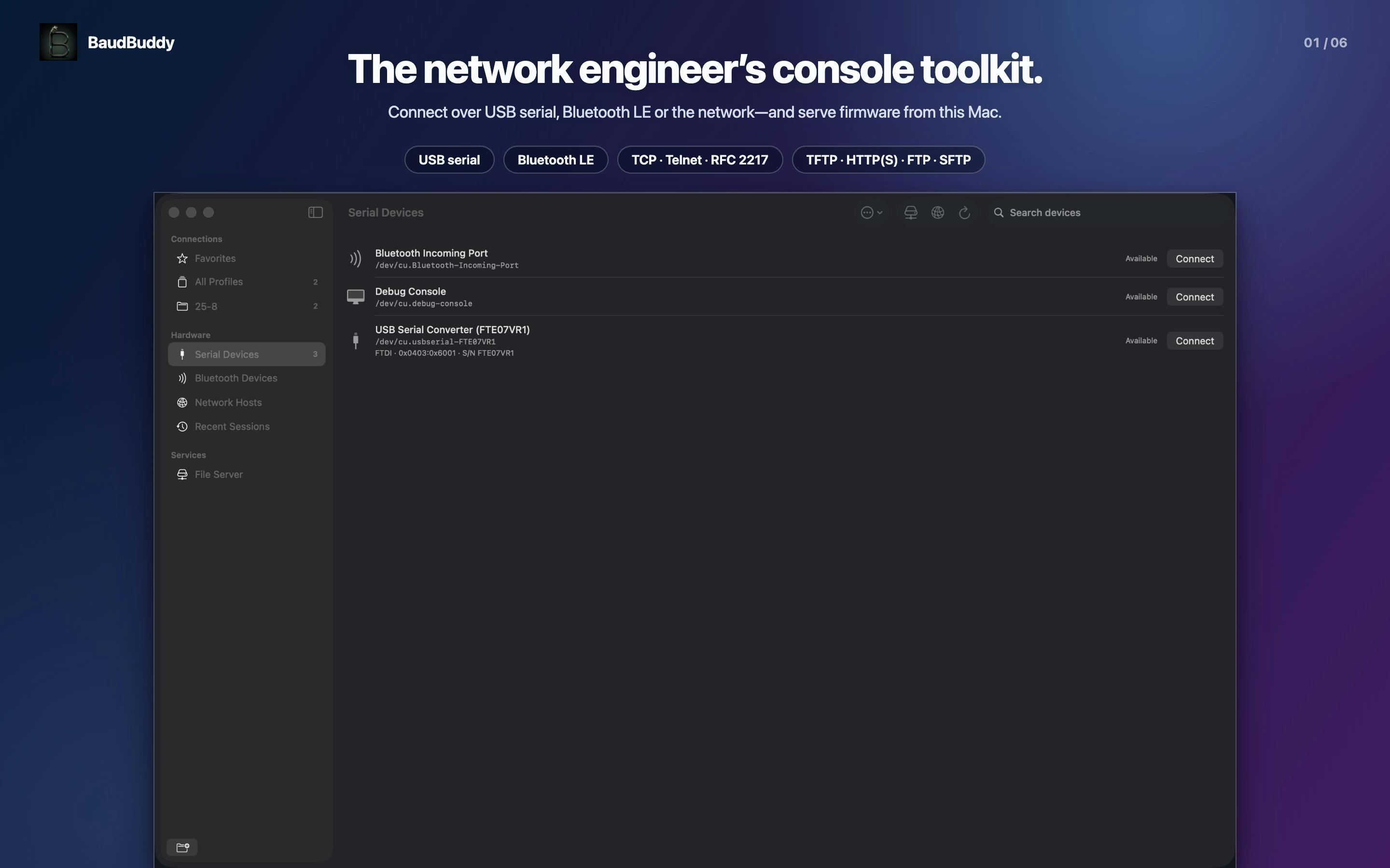 BaudBuddy: A Native macOS Serial Terminal with Built-in File Server for Embedded Debugging
