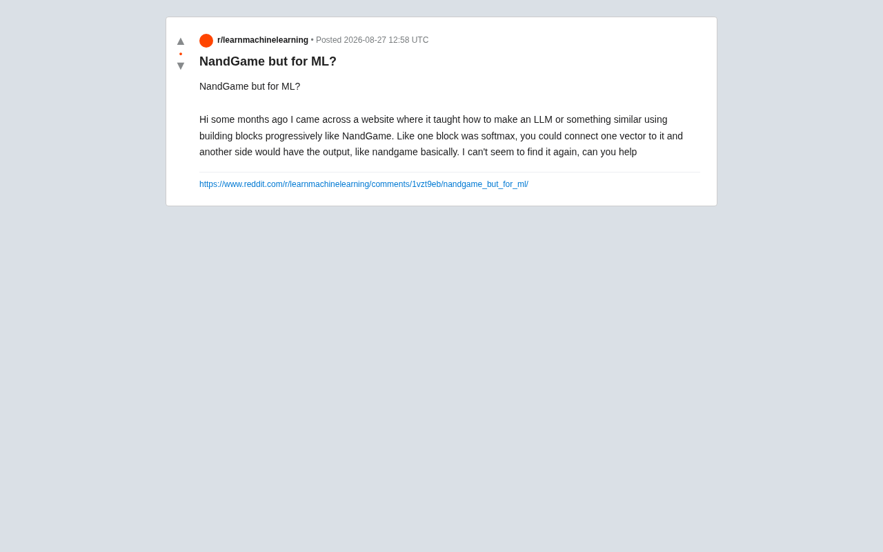 reddit source: NandGame but for ML?