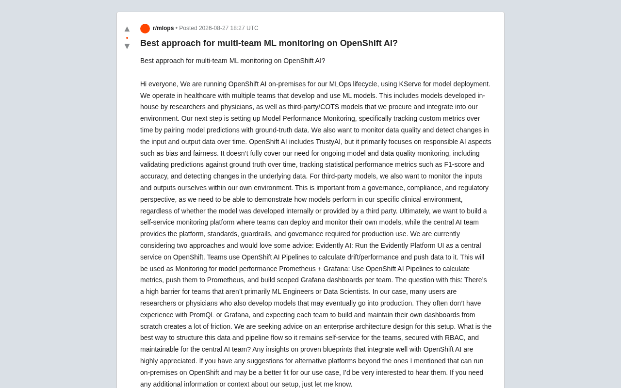 OpenShift AI多团队模型监控架构:Evidently与Prometheus方案对比